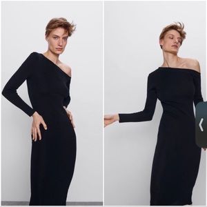 Zara knit off the shoulder midi dress